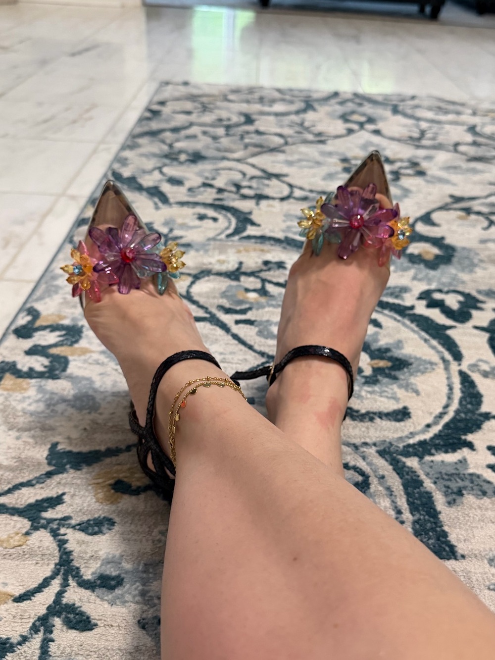 Betsy Johnson floral Ankle Strap Heels - Picture 8 of 9